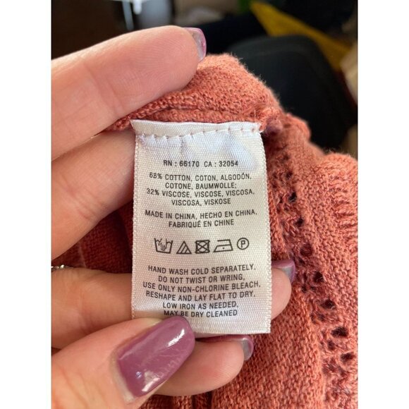 Anthropologie Moth Sweater Pullover Surplice Orange Knit 3/4 Sleeve Hi-Low Sz XS - Picture 7 of 7